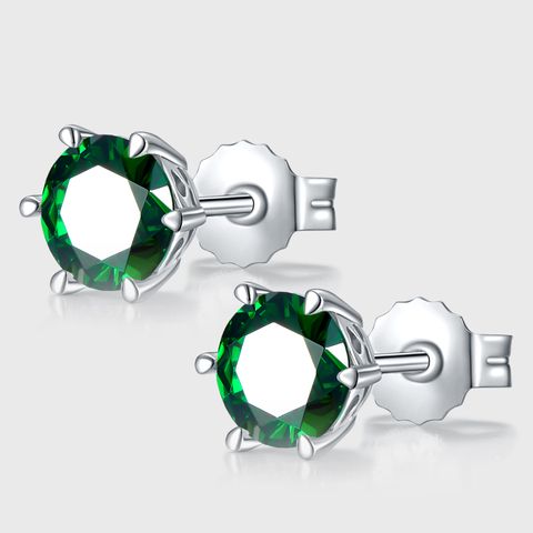 1 Pair Lady Simple Style Classic Style Geometric Inlay Sterling Silver Zircon Ear Studs