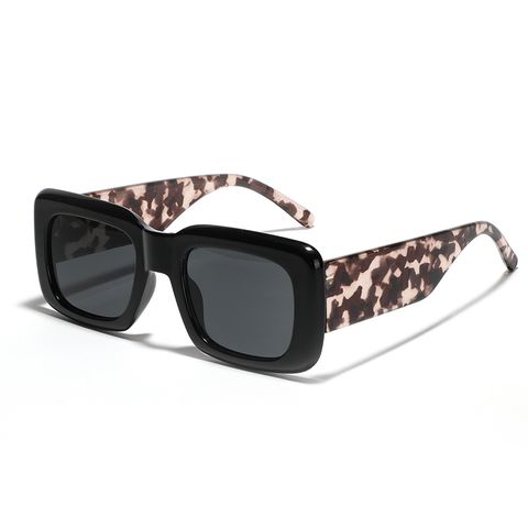 Streetwear Solid Color Leopard Ac Square Full Frame Men's Sunglasses