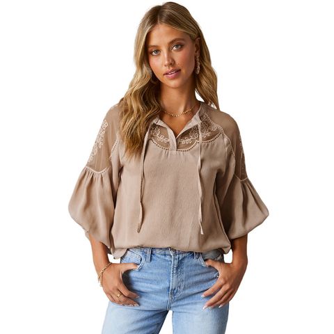 Women's Blouse Long Sleeve Blouses Elegant Solid Color