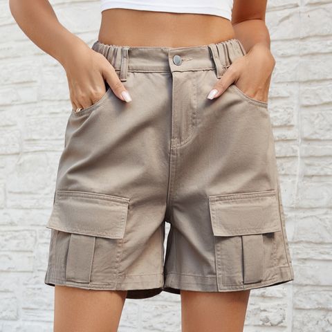 Women's Daily Streetwear Solid Color Shorts Pocket Cargo Pants Jeans