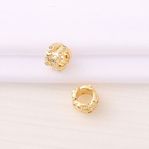 1 Piece 4.7*7mm 5mm  Copper Zircon 18K Gold Plated Round Fish Polished Beads Spacer Bars