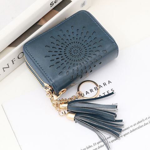 Women's Solid Color Pu Leather Zipper Wallets