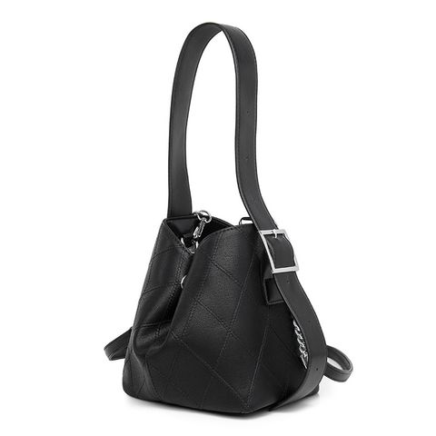 Women's Small Pu Leather Solid Color Streetwear Bucket Zipper Bucket Bag