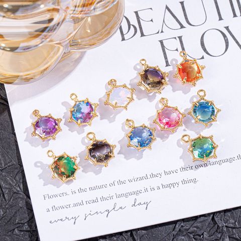 Colorful Gradient Two-Color Zircon Crystal Tourmaline Pendant Lace Diy Ornament Accessories Bracelet Earrings Necklace