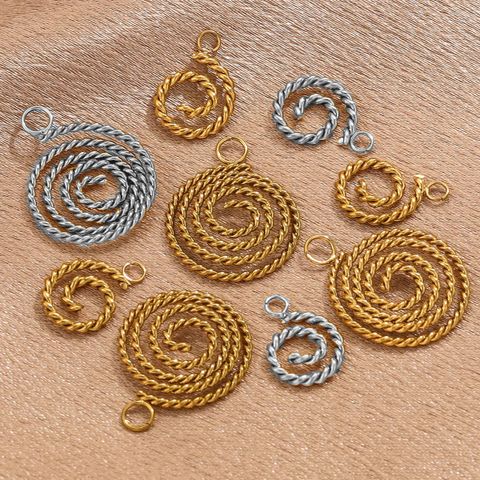 5 PCS/Package 18 * 22mm 9*13mm 304 Stainless Steel Swirl Pattern Solid Color Polished Pendant
