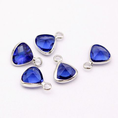 10 PCS/Package Diameter 8mm Alloy Birthstone Triangle Polished Pendant
