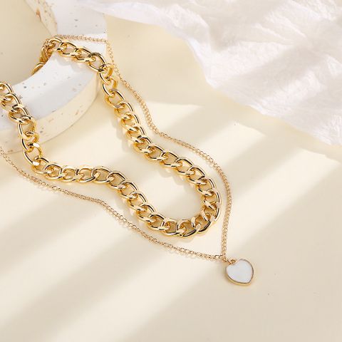 Elegant Simple Style Heart Shape Alloy Plating Women's Double Layer Necklaces 1 Piece