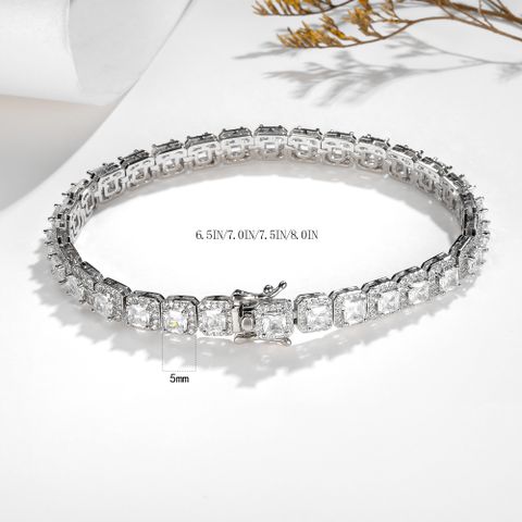 Brass 18K Gold Plated Casual Classic Style Plating Inlay Round Zircon Tennis Bracelet