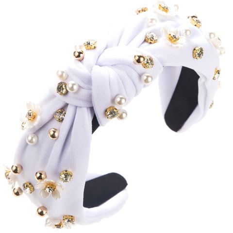 Women's Elegant Luxurious Flower Petal Cloth Plating Inlay Rhinestones Pearl Hair Band