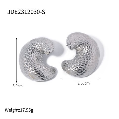 1 Pair IG Style Fish Scales 316 Stainless Steel  18K Gold Plated Earrings