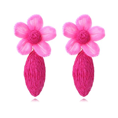 Pastoral Flower Raffia Gauze Women's Drop Earrings 1 Pair