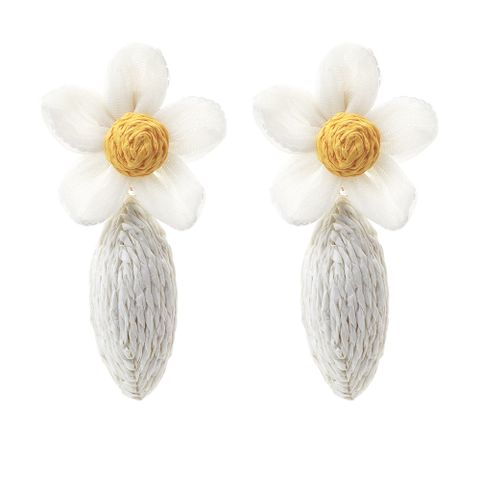 Pastoral Flower Raffia Gauze Women's Drop Earrings 1 Pair