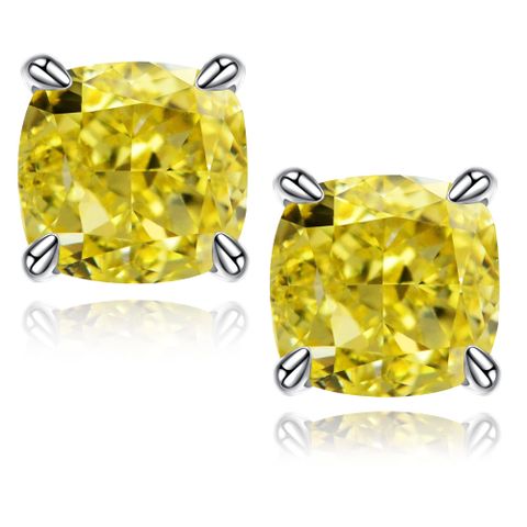 1 Pair Elegant Shiny Solid Color Plating Inlay Sterling Silver Zircon Silver Plated Ear Studs