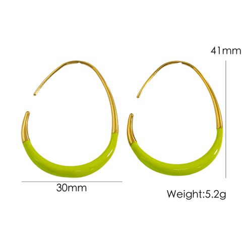 1 Pair IG Style Modern Style Simple Style Geometric Enamel 304 Stainless Steel 14K Gold Plated Ear Studs