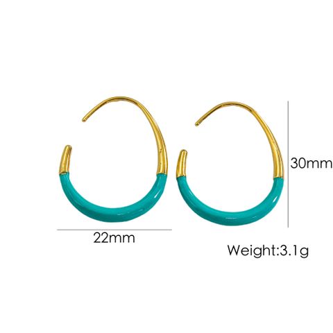 1 Pair IG Style Modern Style Simple Style Geometric Enamel 304 Stainless Steel 14K Gold Plated Ear Studs