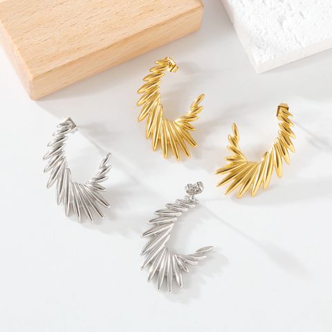 1 Pair Exaggerated Oversized Angel Wings Plating 304 Stainless Steel 18K Gold Plated Ear Studs