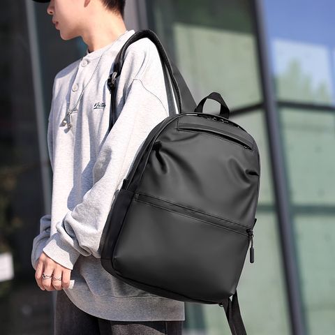 Unisex Solid Color Oxford Cloth Sewing Thread Zipper Fashion Backpack School Backpack