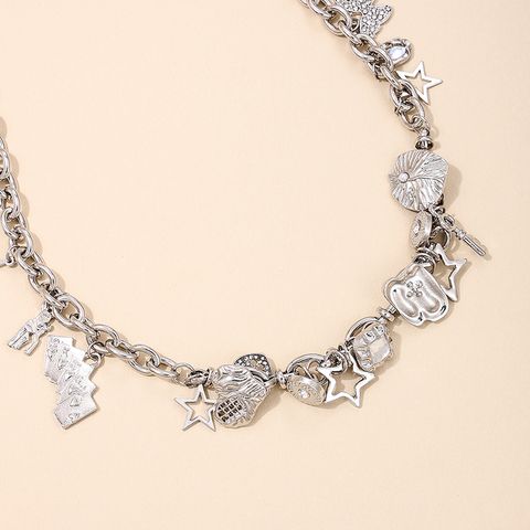 Wholesale Jewelry Casual Simple Style Star Heart Shape Alloy Ruched Chain Necklace