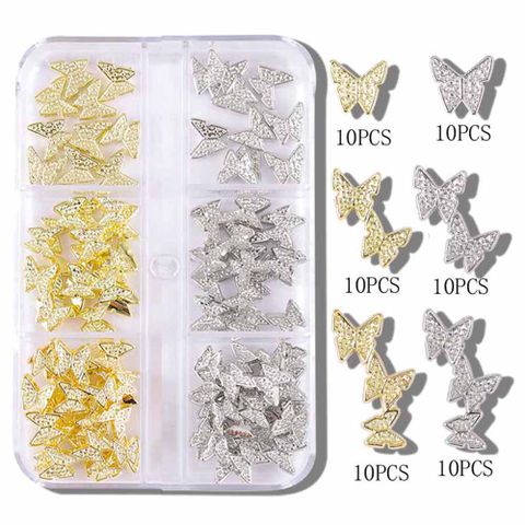 Princess Cute Butterfly Zinc Alloy Nail Decoration Accessories 60 Pieces Per Pack