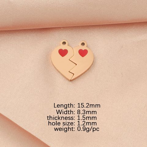 10 PCS/Package 304 Stainless Steel None 18K Gold Plated Rose Gold Plated Heart Shape Pendant