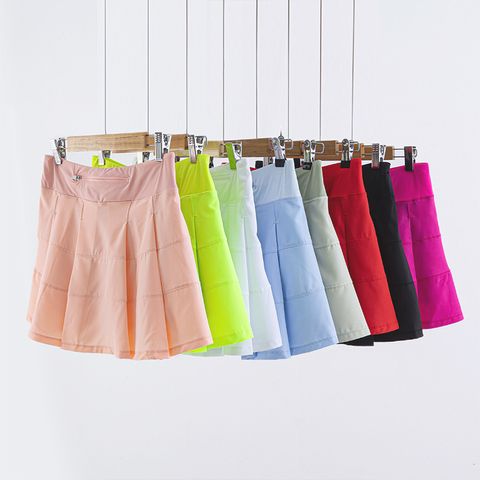 Simple Style Solid Color Polyester Polyester Spandex Collarless Active Bottoms Culottes Sweatpants