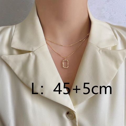 Copper 18K Gold Plated Elegant Lady Square Layered Necklaces