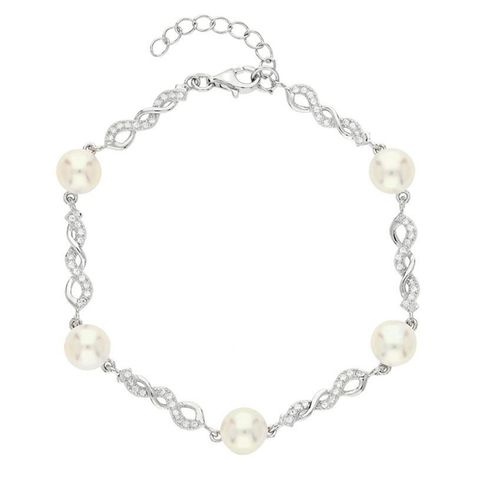Sterling Silver White Gold Plated Elegant Glam Plating Inlay Solid Color Pearl Zircon Bracelets