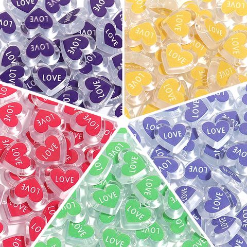 20 Pcs/Pack Acrylic White Background Transparent Colored Loving Heart Love Cross Hole Beaded Diy Mobile Phone Charm Ornament Accessories