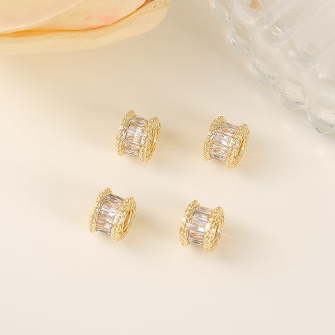1 Piece 5*7mm 3.5MM Copper Zircon 18K Gold Plated Round Polished Beads Spacer Bars