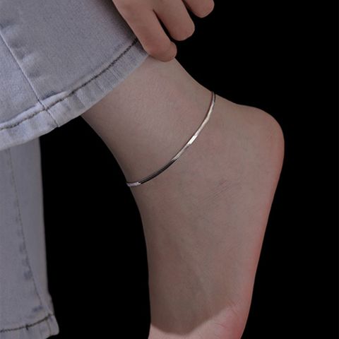 Casual Streetwear Solid Color Stainless Steel Women's Anklet