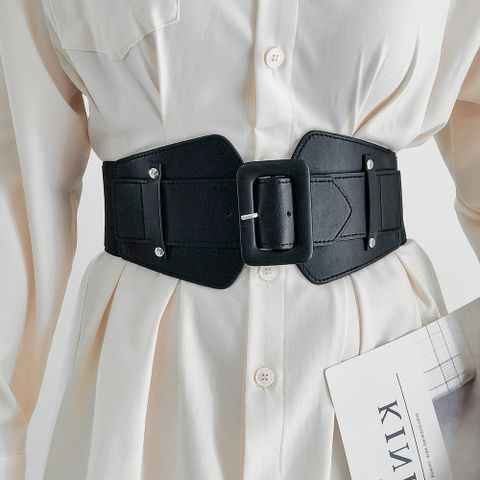 Vintage Style Modern Style Simple Style Solid Color Elastic Band Buckle Women's Leather Belts