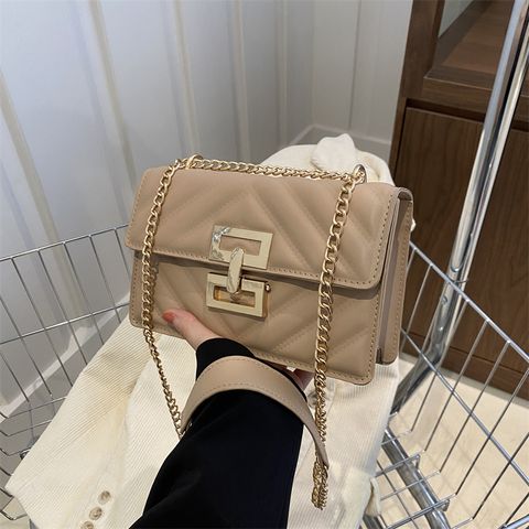 Women's Pu Leather Solid Color Vintage Style Classic Style Flip Cover Shoulder Bag Crossbody Bag