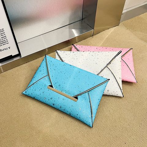 Women's Pu Leather Solid Color Basic Flip Cover Envelope Bag Clutch Bag