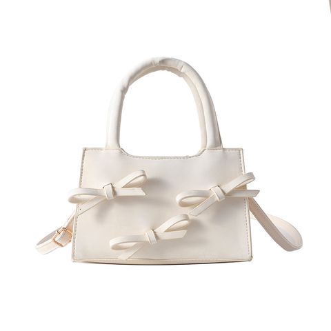 Women's Pu Leather Solid Color Bow Knot Elegant Vintage Style Zipper Shoulder Bag Handbag Crossbody Bag