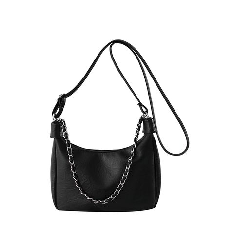 Women's Pu Leather Solid Color Basic Square Zipper Shoulder Bag Crossbody Bag