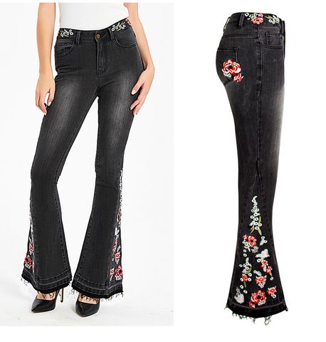 Women's Holiday Daily Streetwear Flower Full Length Washed Flared Pants