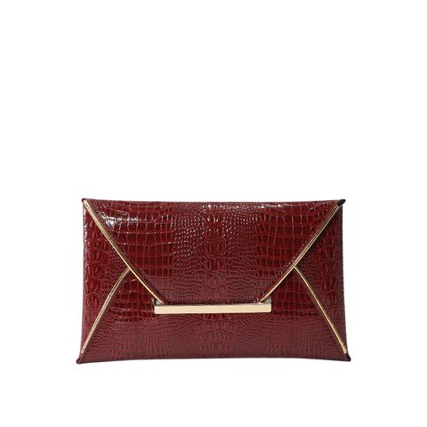 Women's Pu Leather Solid Color Crocodile Vintage Style Square Flip Cover Envelope Bag Clutch Bag