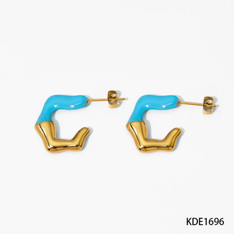 1 Pair Simple Style Commute Geometric Enamel 304 Stainless Steel 16K Gold Plated White Gold Plated Gold Plated Ear Studs