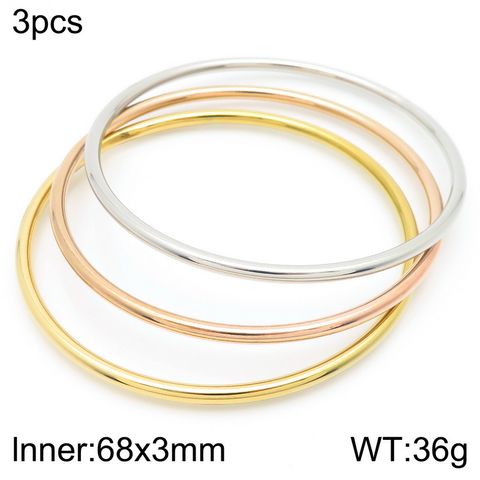 Básico Estilo Simple Estilo Clásico Ronda Color Sólido Acero Inoxidable 304 Chapados en oro de 18k Brazalete Al Mayoreo