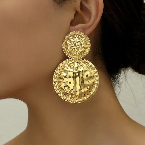 1 Pair Elegant Basic Classic Style Irregular Round Copper Gold Plated Drop Earrings