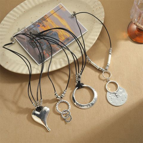 Vintage Style Simple Style Geometric Heart Shape CCB Alloy Rope Plating Women's Pendant Necklace