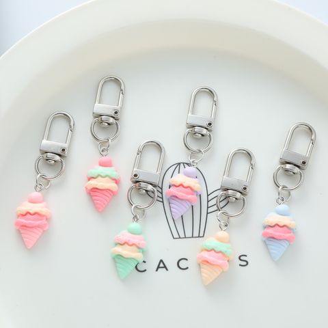 Cute Sweet Ice Cream Strawberry Alloy Plastic Bag Pendant Keychain