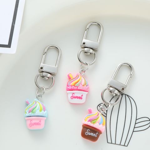 IG Style Cute Retro Ice Cream Alloy Asymmetrical Bag Pendant Keychain