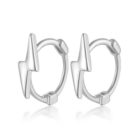 1 Pair Simple Style Lightning Plating Sterling Silver White Gold Plated Gold Plated Earrings