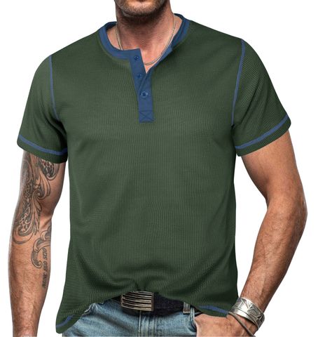 Men's Solid Color Patchwork T-shirt Men's Clothing