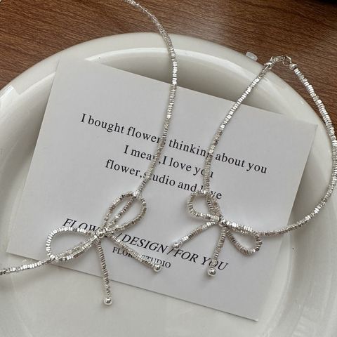 IG Style Elegant Bow Knot Sterling Silver Plating Women's Bracelets Necklace