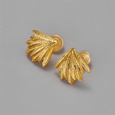 Simple Style Leaf Copper Ear Studs 1 Pair