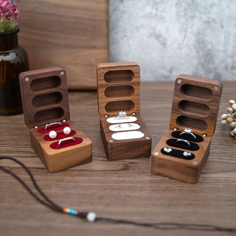 Retro Solid Color Wood Jewelry Boxes