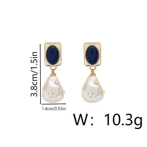1 Pair Vintage Style Pearl Plating Inlay Copper Pearl 18K Gold Plated Drop Earrings