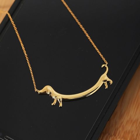 Copper Gold Plated Simple Style Classic Style Plating Dog Pendant Necklace